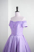 Light Purple Satin Short Party Dress with Lace, Cute Short Homecoming Dress