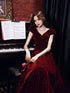Wine Red V-neckline Velvet Long Party Dress, Floor Length Prom Dress