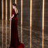 Wine Red Velvet Long Round Neckline Party Dress, Wine Red Prom Dresses