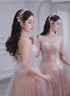Light Pink and Sequins Sweetheart Long Formal Dress, Pink Evening Party Dress