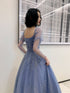 BlueTulle Long Beautiful Prom Dress Party Dress, Blue Floor Length Formal Dresses