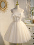 Beautiful Ivory Tulle Short Straps Party Dress Homecoming Dresses, Cute Prom Dress 2022