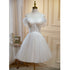 Ivory Tulle Short Sweetheart Knee Length Party Dress, Ivory Homecoming Dresses