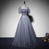 Grey Beaded Tulle Long Formal Dress Party Dress, Grey Evening Gown Formal Dress