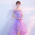 Cute High Low Lavender Tulle Party Dress, Off the Shoulder Homecoming Dress