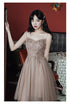 Champagne Tulle Knee Length Beaded Sweetheart Prom Dress, Short Homecoming Dress Party Dress