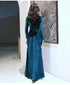 Charming Velvet V-neckline Simple Long Bridesmaid Dress, Long Sleeves A-line Party Dress
