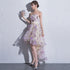 Beautiful Flowers Tulle High Low Scoop Party Dress, Short Homecoming Dress