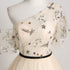 A-line Champagne One Shoulder Prom Dress, Long Party Dress