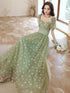 Light Green Tulle Long Formal Gown 2022 Party Dresses, Green Evening Prom Dresses