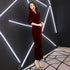 Elegant Mermaid Tea Length Wedding Party Dress, Velvet Burgundy Party Dress
