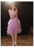 Lovely Light Purple Cute Tulle Straps Short Prom Dress, Purple Homecoming Dress
