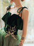 Beautiful Dark Green Straps Tulle with Velvet Party Dress, Green Evening Gown Prom Dress