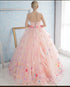 Pink Flowers Organza Ball Gown Sweet 16 Party Dress, Light Pink Formal Dress Party Dress