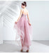 Pink Straps High Low V-neckline Tulle Lace and Beaded Prom Dress, Pink Homecoming Dress