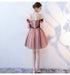 Pink and Grey Off Shoulder Lace Flowers Short Party Dress, Off Shoulder New Homecoming Dresses