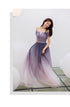Purple Gradient Beaded Tulle Long Chich Party Dress, A-line Tulle New Prom Dress Formal Dress