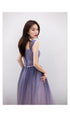 Purple Gradient Beaded Tulle Long Chich Party Dress, A-line Tulle New Prom Dress Formal Dress