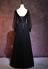 Beautiful Black Long Sleeves V-neckline Evening Dress, Black Prom Dress