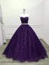 Beautiful Shiny Purple Tulle Beaded Ball Gonw Party Dress, Purple Prom Dresses