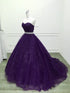 Beautiful Shiny Purple Tulle Beaded Ball Gonw Party Dress, Purple Prom Dresses