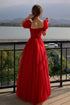 Beautiful Red Short Sleeves Tulle Prom Dress Party Dress, Red Evening Gown Formal Dresses