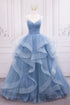 Blue Tulle Layers Long Party Dress Prom Dress, Beautiful Sweet 16 Dresses