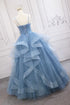 Blue Tulle Layers Long Party Dress Prom Dress, Beautiful Sweet 16 Dresses