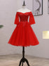 Red Sweetheart Tulle with Lace and Beaded Homecoming Dress, Red Party Dress