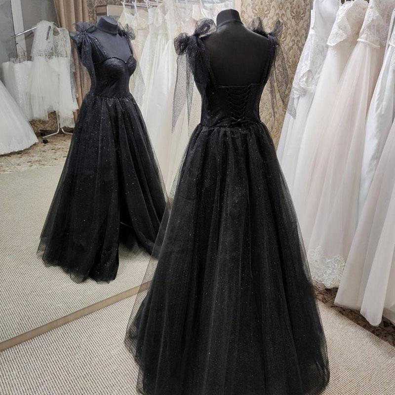 Black Tulle Floor Length Long Party Dress with Slit, Black Evening Dre BeautyDressy Black Tulle Floor Length Long Party Dress with Slit, Black Evening Dre BeautyDressy