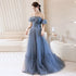 Beautiful Blue Glitter Gown Dress, Long Prom Long Dress Evening Gown