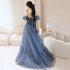 Beautiful Blue Glitter Gown Dress, Long Prom Long Dress Evening Gown