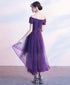 Dark Purple High Low Cute Off Shoulder Homecoming Dress , Lovely Formal Dress