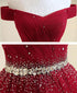 Beautiful Off Shoulder Long Formal Dress, Beaded Party Dresses