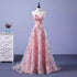 Dark Pink Tulle Flowers Long junior Prom Dress, Pink Party Gown