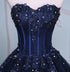 Navy Blue Lace Applique Tulle Long Party Dress, Blue Formal Gown