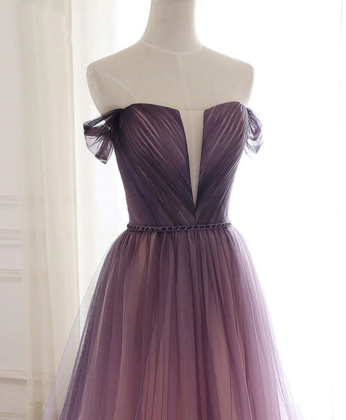 Beautiful Tulle Gradient Long Formal Gown, A-line Floor Length Party Dress
