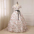 Beautiful Flowers Ball Gown Long Party Dress, Short Sleeves Prom Dress
