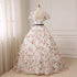 Beautiful Flowers Ball Gown Long Party Dress, Short Sleeves Prom Dress