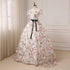 Beautiful Flowers Ball Gown Long Party Dress, Short Sleeves Prom Dress
