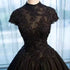Beautiful Black Cap Sleeves Long Tulle Party Dress, Black Prom Dress