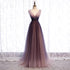 Beautiful Gradient V-neckline Tulle Long Prom Dress Party Dress, Gradient Evening Gown