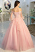 Lovely Puffy Sleeves Pink Off Shoulder Long Sweet 16 Dress, Pink Quinceanera Dress