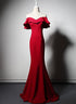 Red Mermaid Long Sweetheart Off Shoulder Party Dress Evening Dress, Red Formal Dresses
