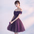 Beautiful Purple Off Shoulder Homecoming Dress , Short Prom Dress