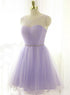 Adorable Light Purple Round Neckline Beaded Short Prom Dress, Cute Homecoming Dress