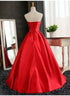 Beautiful Satin Scoop Floor Length Ball Prom Dress , Dark Red Sweet 16 Gown