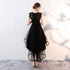 Black Tulle Round Neckline High Low Party Dress, Black Homecoming Dress
