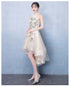 Ivory High Low Halter Tulle Layers Homecoming Dress, High Low Party Dress Prom Dress