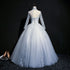 Beautiful Grey A-line Long Sleeves with Lace Party Gown, Sweet 16 Dress